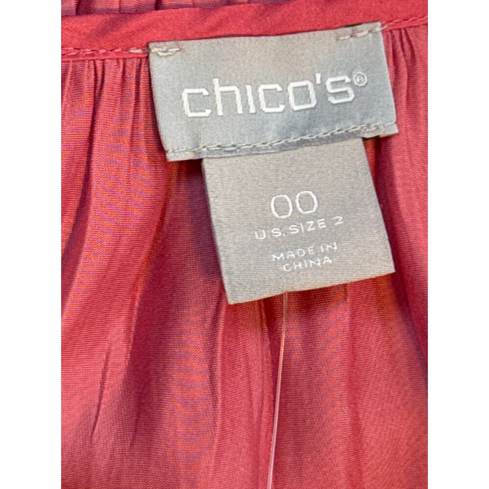 Chico's Midi Tie Waist Ruffle Dress French Rose 2/12 - Picture 4 of 5